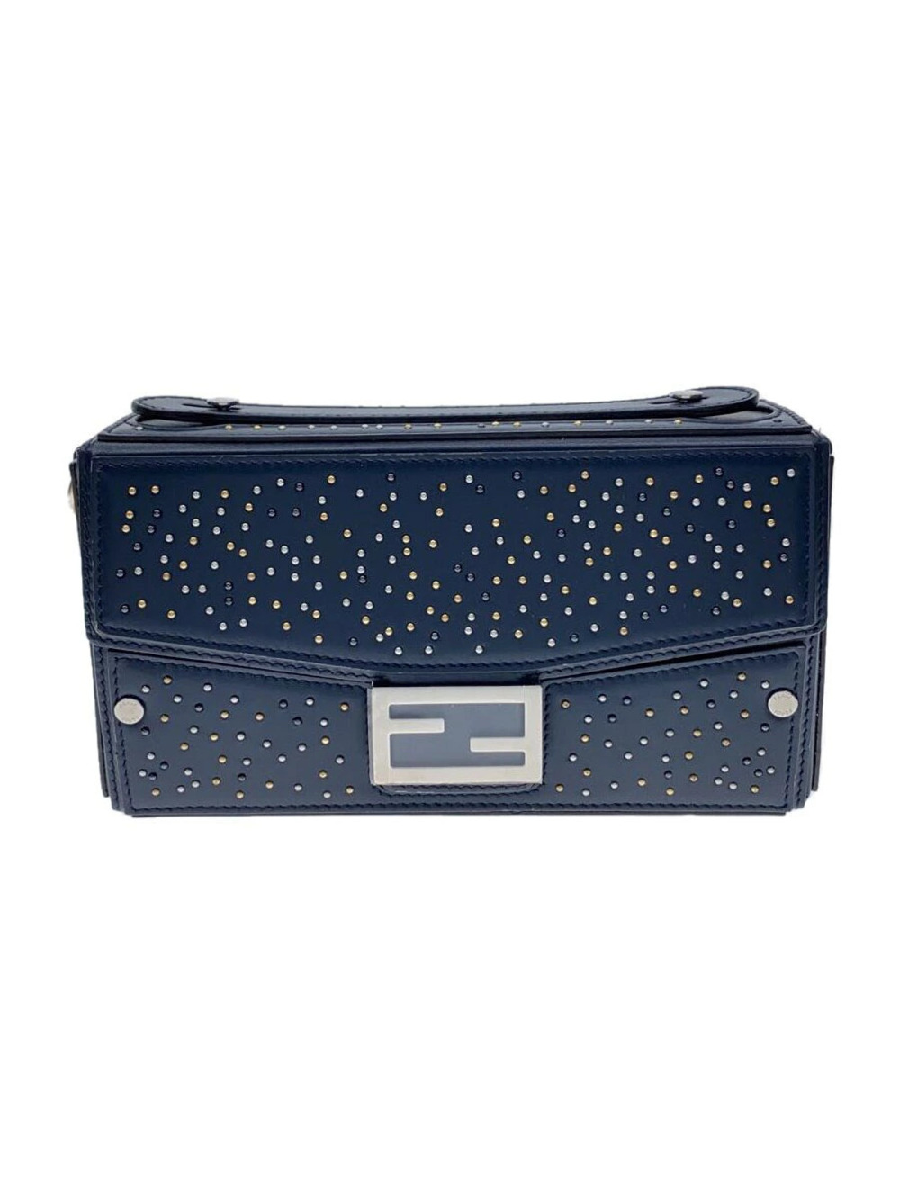 Fendi Soft Trunk Bucket Leather Navy Blue